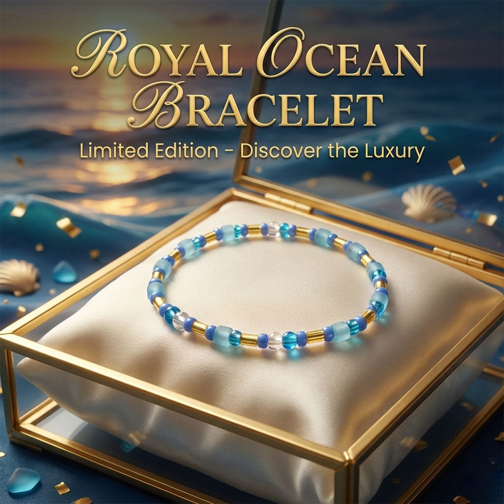 Royal Ocean Bracelet – Blue & Gold Handmade Glass Beads