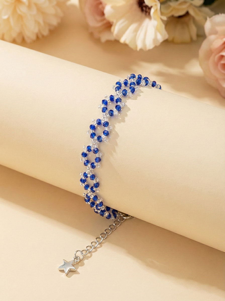 Blue Fair Blossom Handmade Beaded Bracelet