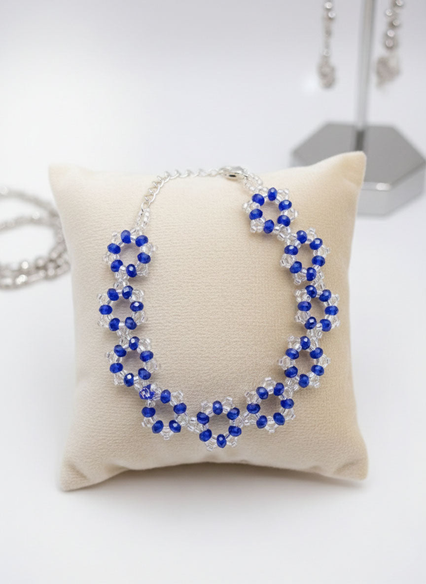Blue Fair Blossom Handmade Beaded Bracelet