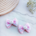 Pastel Bear Bow Hair Clip Set – Handmade Ribbon Bows with Cute Bear Charm