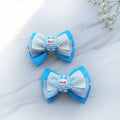 Blue Cartoon Character Bow Hair Clip Set – Handmade Ribbon Bows