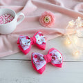 Pink Cartoon Kitty Ribbon Bow Hair Clip – Cute Handmade Hair Accessories for Baby & Kids (Pair)