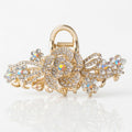 Golden Bloom Crystal Rose Hair Claw – Elegant Rhinestone Flower Hair Clip