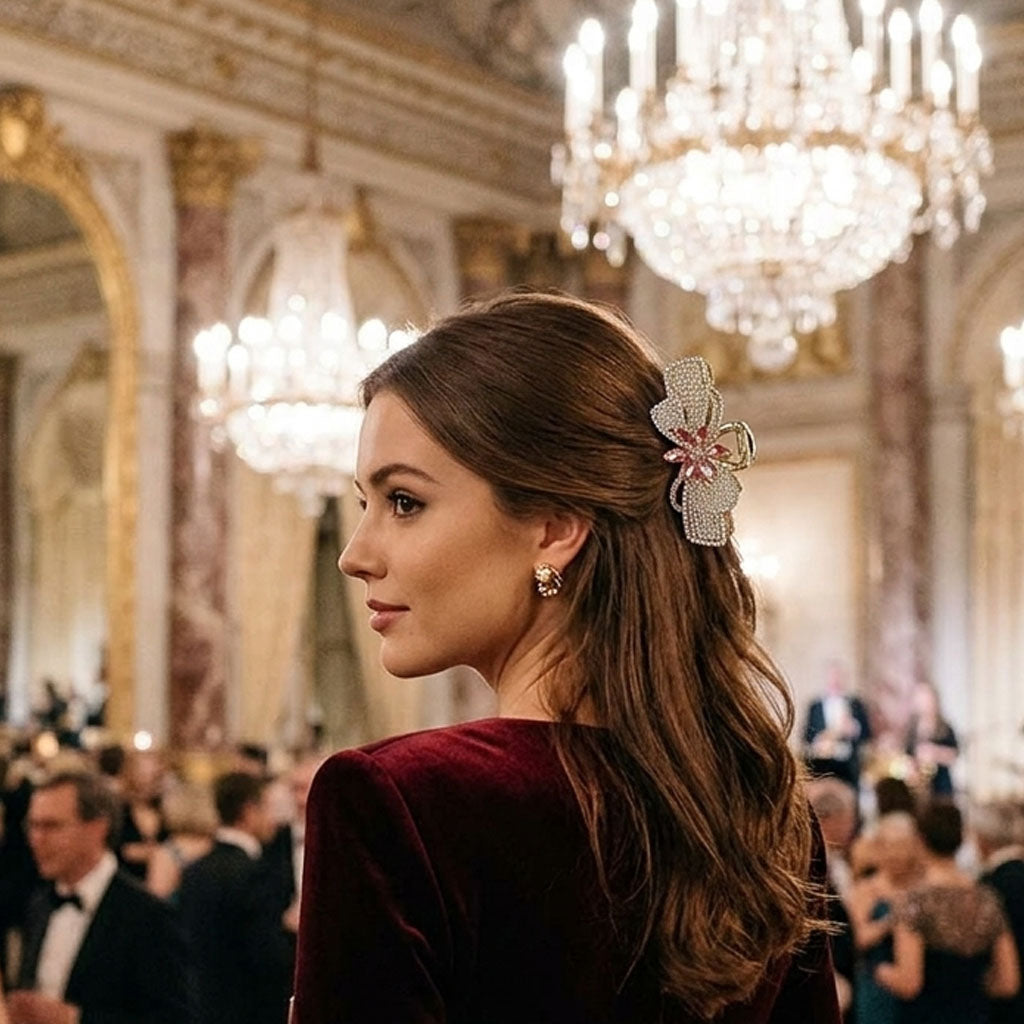 Blossom Radiance Crystal Hair Claw – Luxury Rhinestone Flower Hair Clip