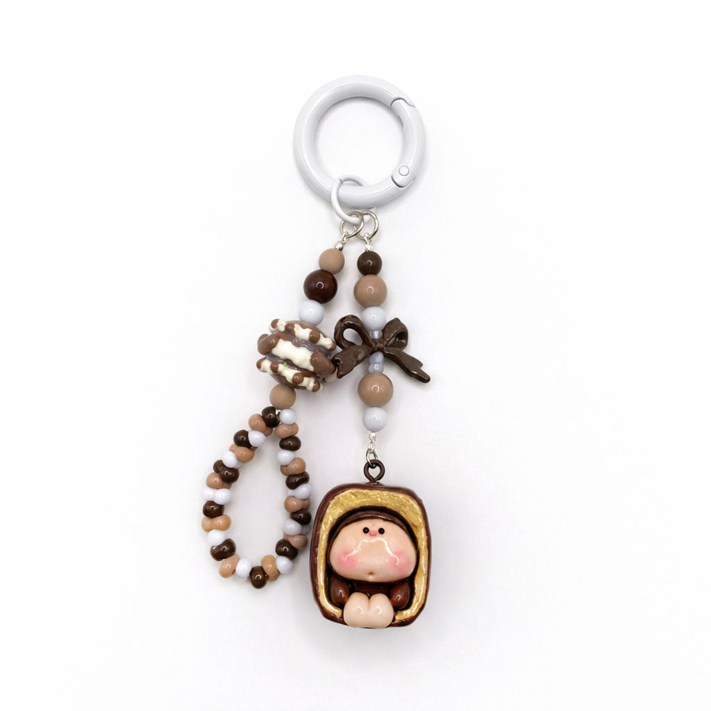 Choco Baby Cuties Handmade Charm Keychain – Cute Resin Doll & Dessert Beaded Strap
