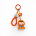 AEzelle Orange Dream Buddy Handmade Charm Keychain – Cute Resin Doll & Beaded Strap