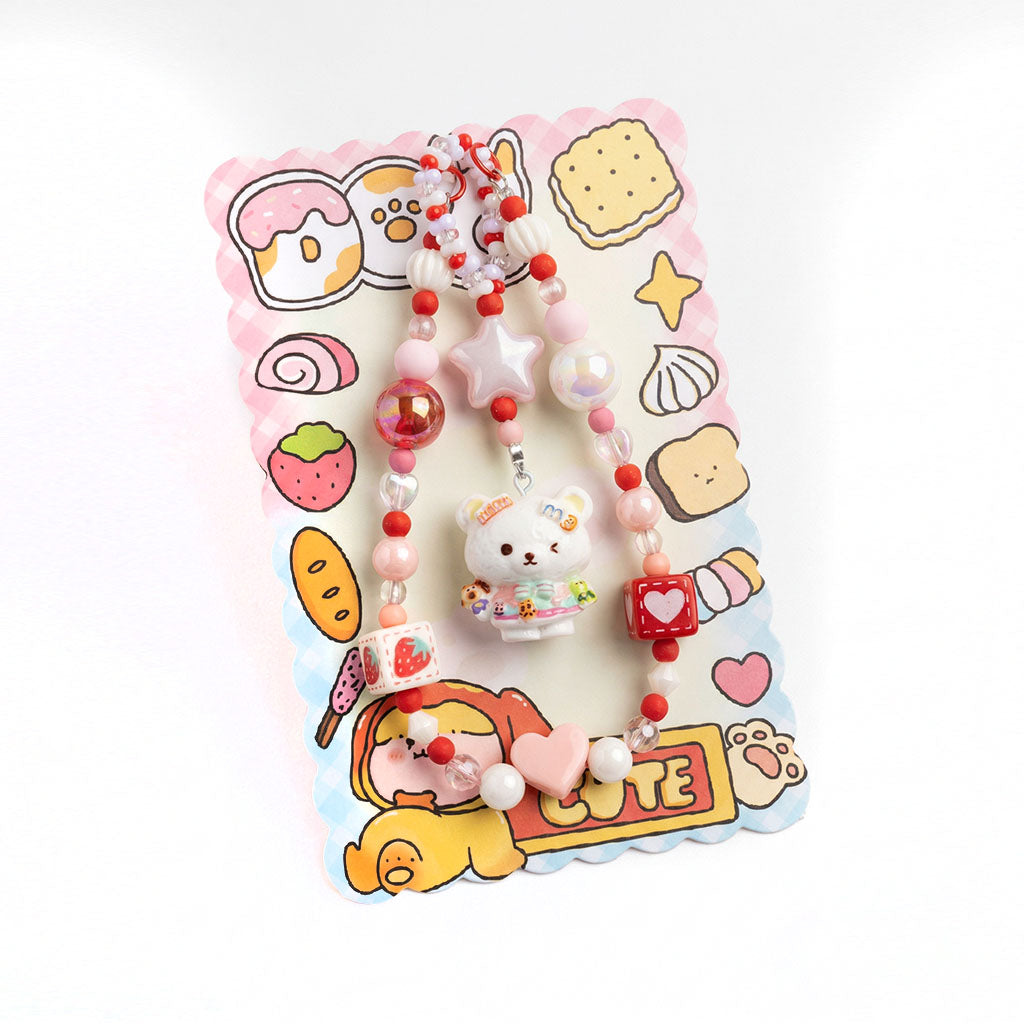 Pink Star Teddy Phone Charm Strap