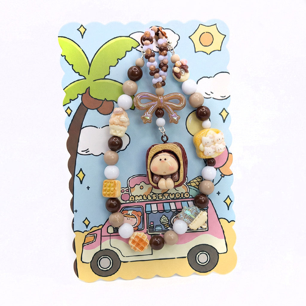 Sweet Scoop Buddy Strap – Chocolate Dessert Beaded Phone & Bag Charm
