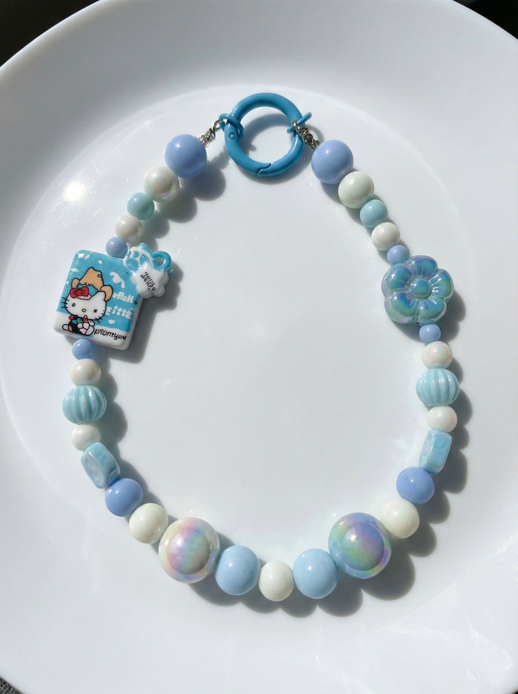 Cloud Blessing Blue Handmade Phone Strap