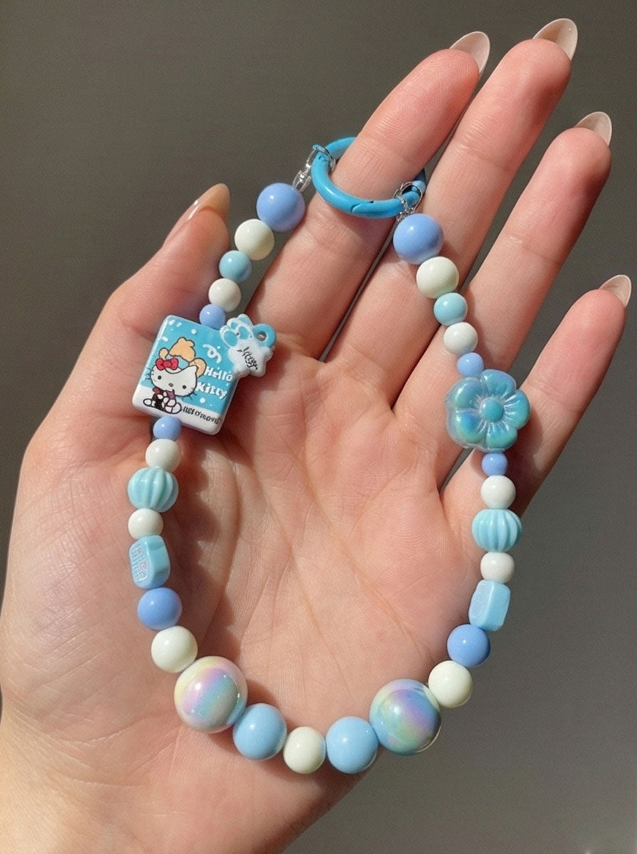Cloud Blessing Blue Handmade Phone Strap