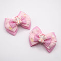 Pink Sweet Princess Cartoon Ribbon Bow Hair Clip – Cute Handmade Rhinestone Hair Accessories for Baby & Kids (Pair)