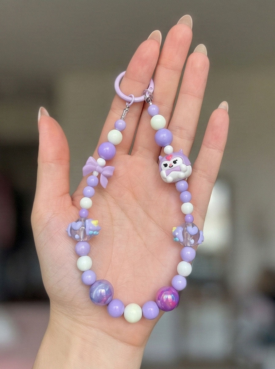 Purple Kurumi Beaded Phone Strap