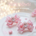 Sweet Princess Ribbon Hair Bow – Pink Pastel Cartoon Doll Clip (Pair)