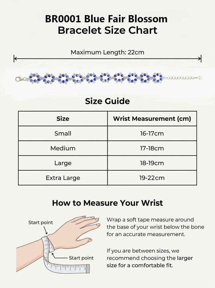 Blue Fair Blossom Handmade Beaded Bracelet